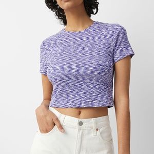 Only blue and white knit stretchy cotton ribbed space-dye mini baby t-shirt NWT